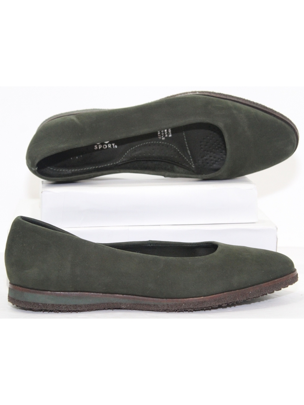 Natural Sport Womens Green Suede Leather Flats Slip-on Shoes Espadrilles Size 6M